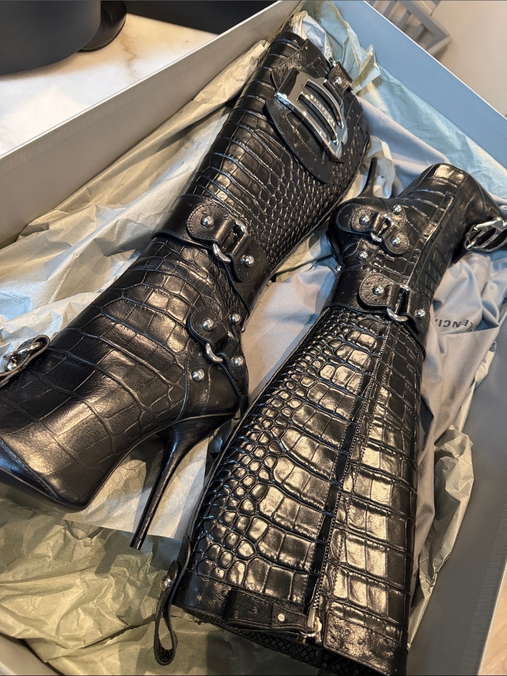 Balenciaga Black Patent Over-the-Knee Boots